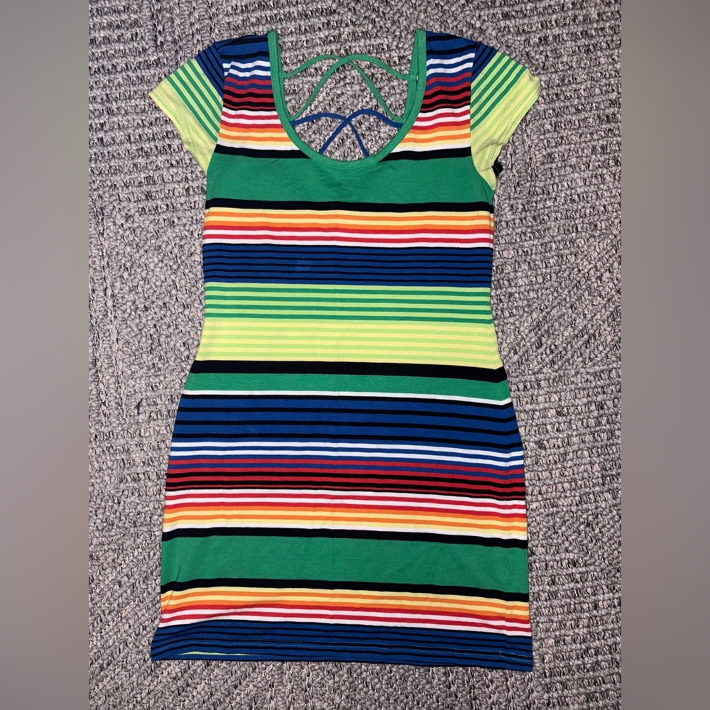 Derek Heart Multicolor Striped Bodycon stretch junior large, misses medium Dress